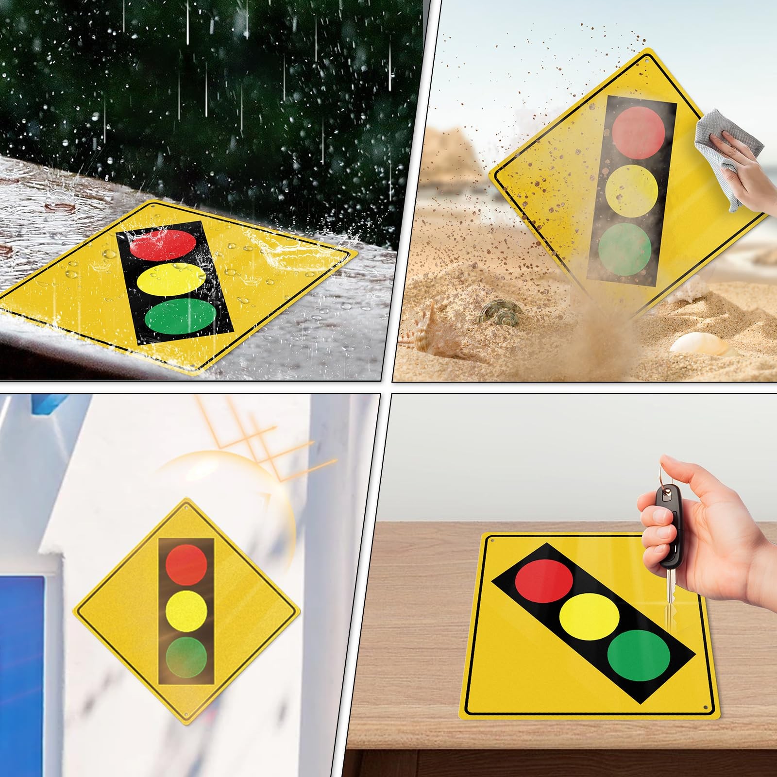 Traffic Light Signs 12 × 12 Inch Aluminum Pre-Drill Hole Crossing Signals Wat…