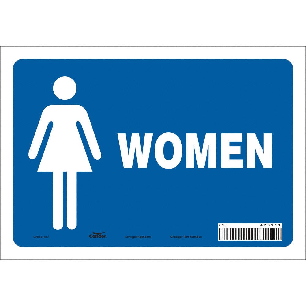 CONDOR 473Y11 Restroom Sign,10&Prime; W,7&Prime; H,0.004&Prime; Thick 473Y11