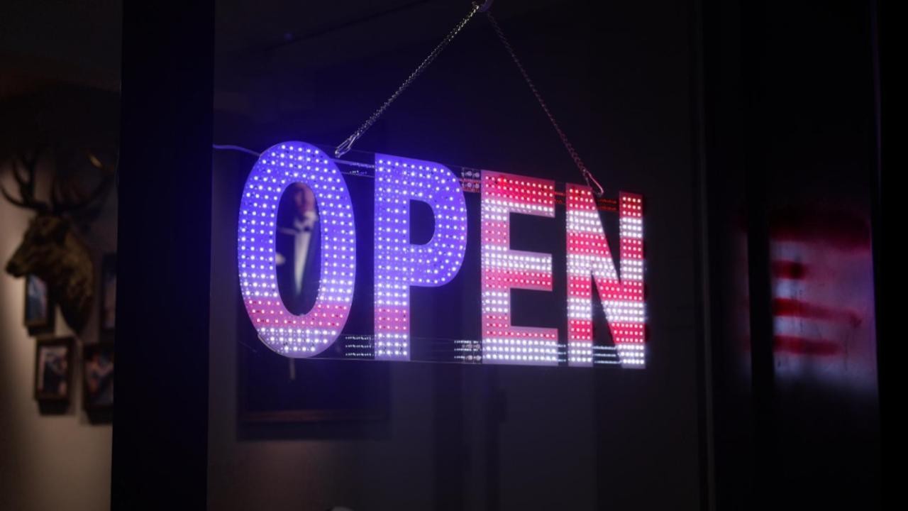 Large LED Open Sign for Business – 40&Prime;x14&Prime; Ultra Bright Light, 3 Modes, US Flag