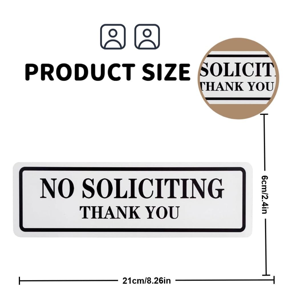 No Soliciting Sign 2.4×8.26 Inch Weatherproof UV Resistant for Door Home Office