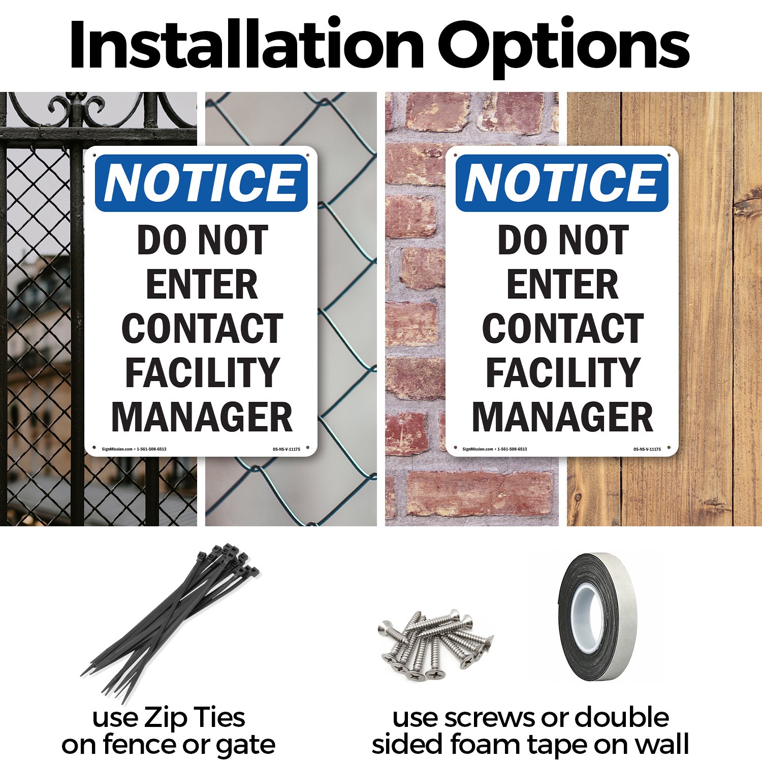 Do Not Enter Contact Facility Manager OSHA Notice Sign Or Decal – 5 or 10 Pack
