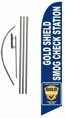 Gold Shield Smog Check Station 15ft Feather Banner Swooper Flag Kit -…