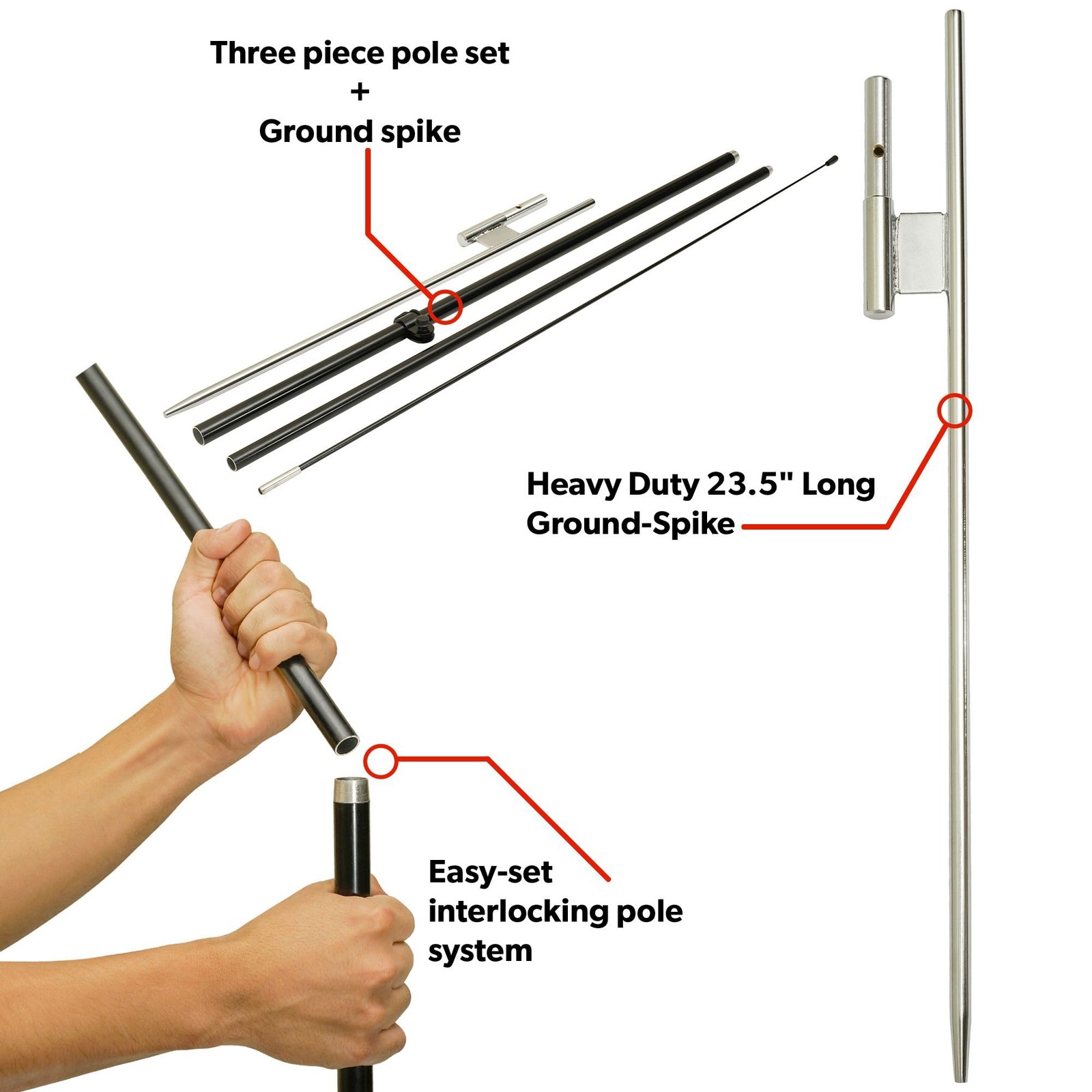 Lookourway Feather Flag Pole Kit – 7 Feet Tall Advertising Flag Banner