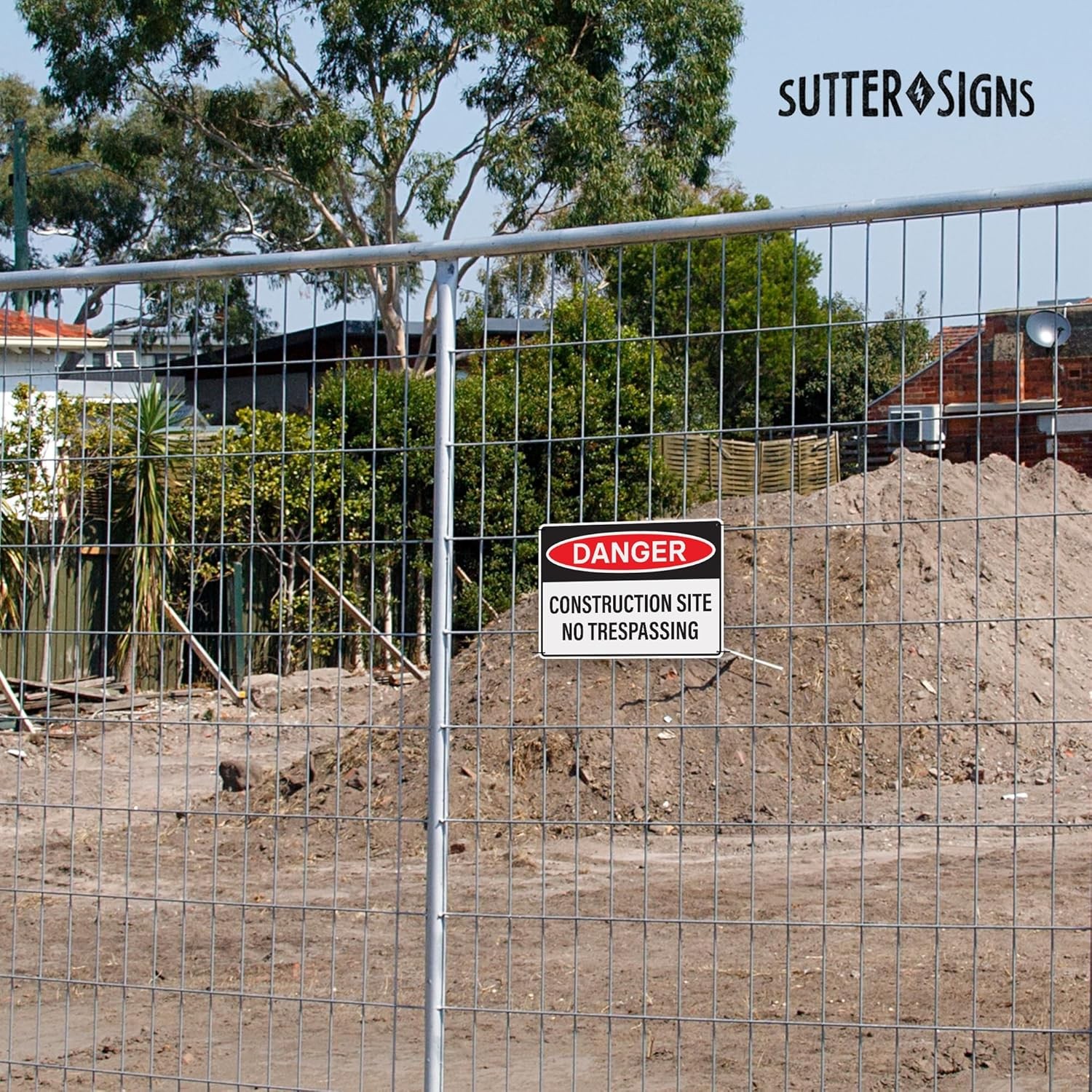 4pcs Danger Construction Site Sign 14×10 inch, Plastic Sign for Construction Sit