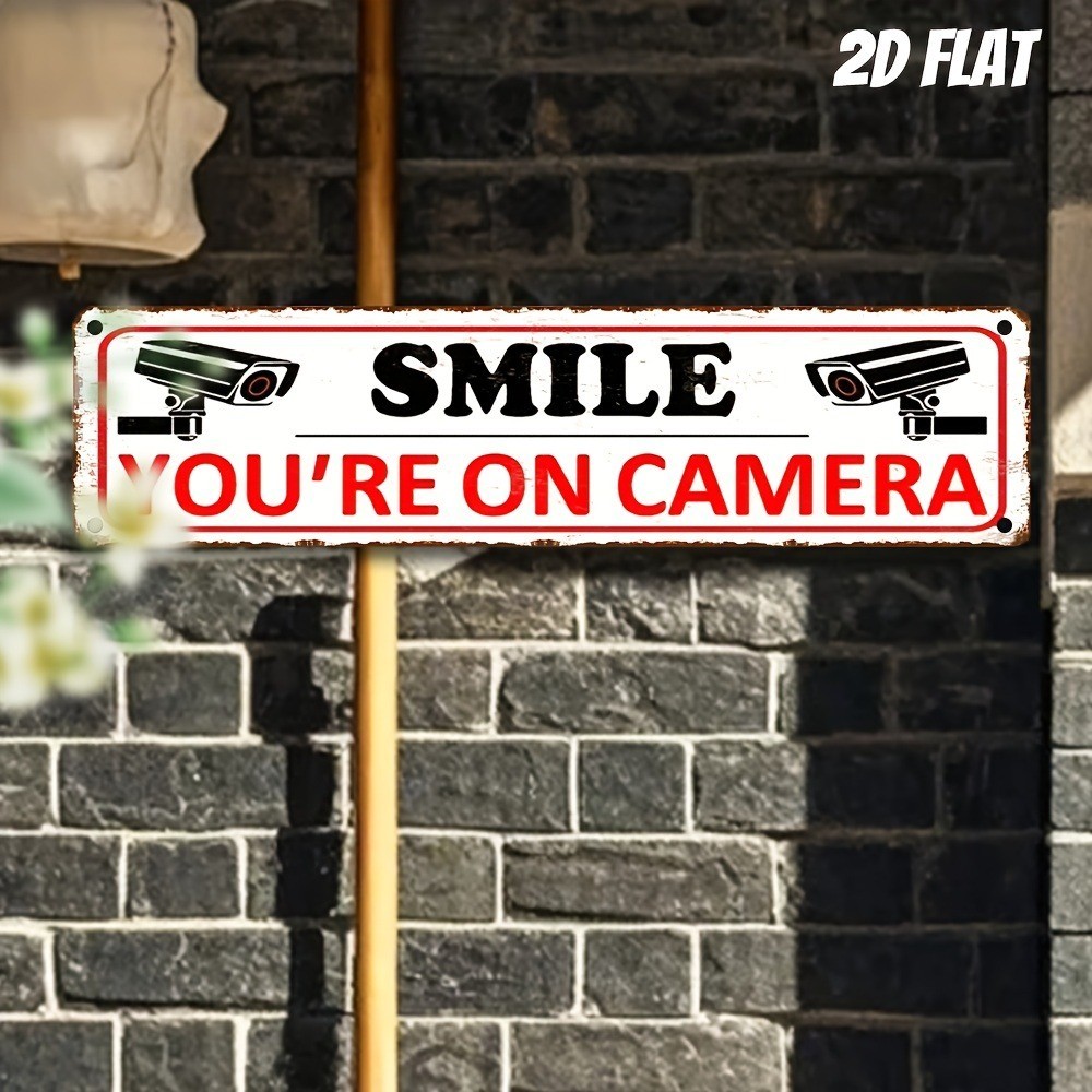 « YOU&rsquo;RE ON CAMERA » Aluminum Wall Mount For Street Patio Shop Creative Home Decor