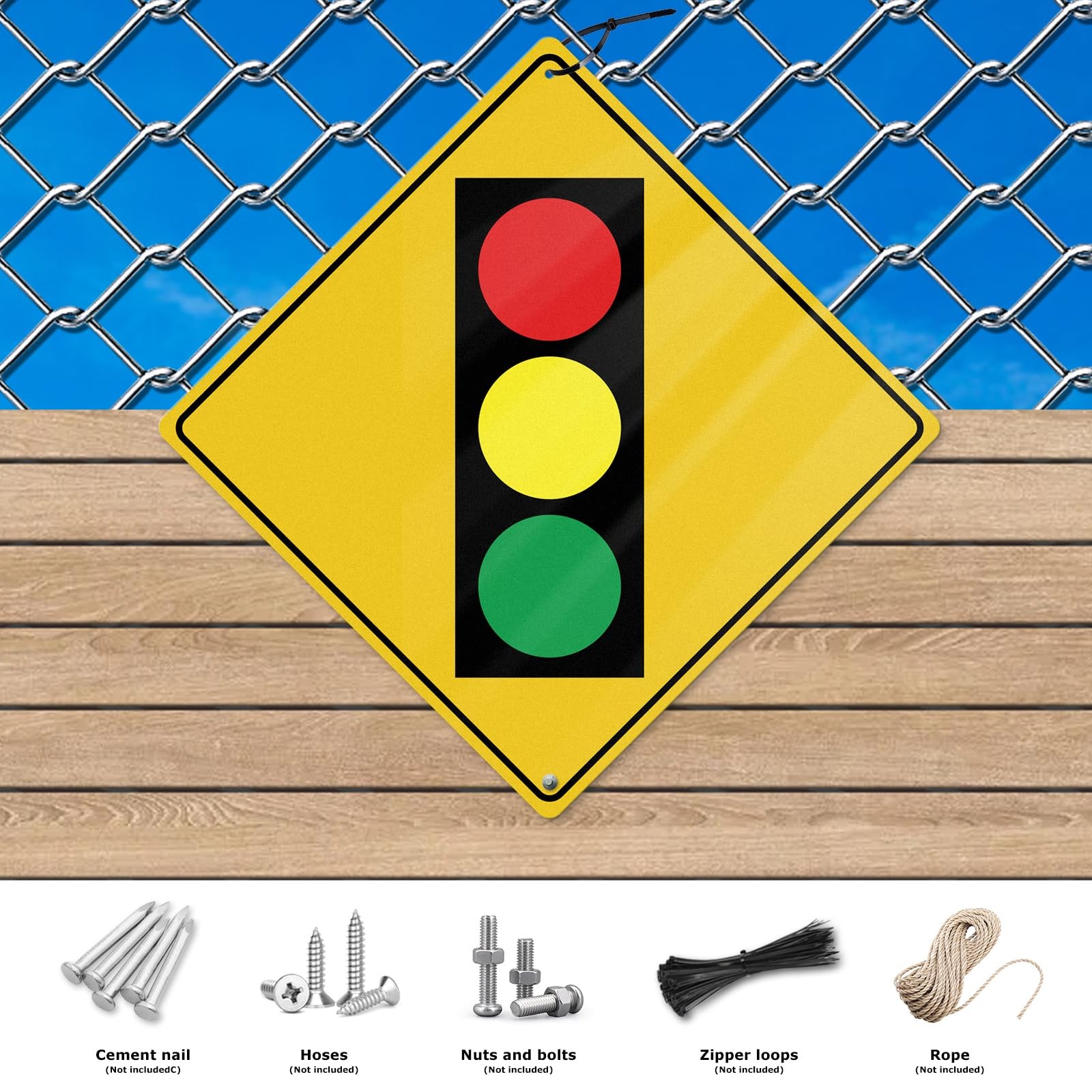 Traffic Light Signs 12 × 12 Inch Aluminum Pre-Drill Hole Crossing Signals Wat…