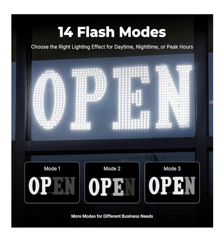 40&Prime;X 14&Prime; Large LED Open Sign with Remote Control High Bright Visibility Business