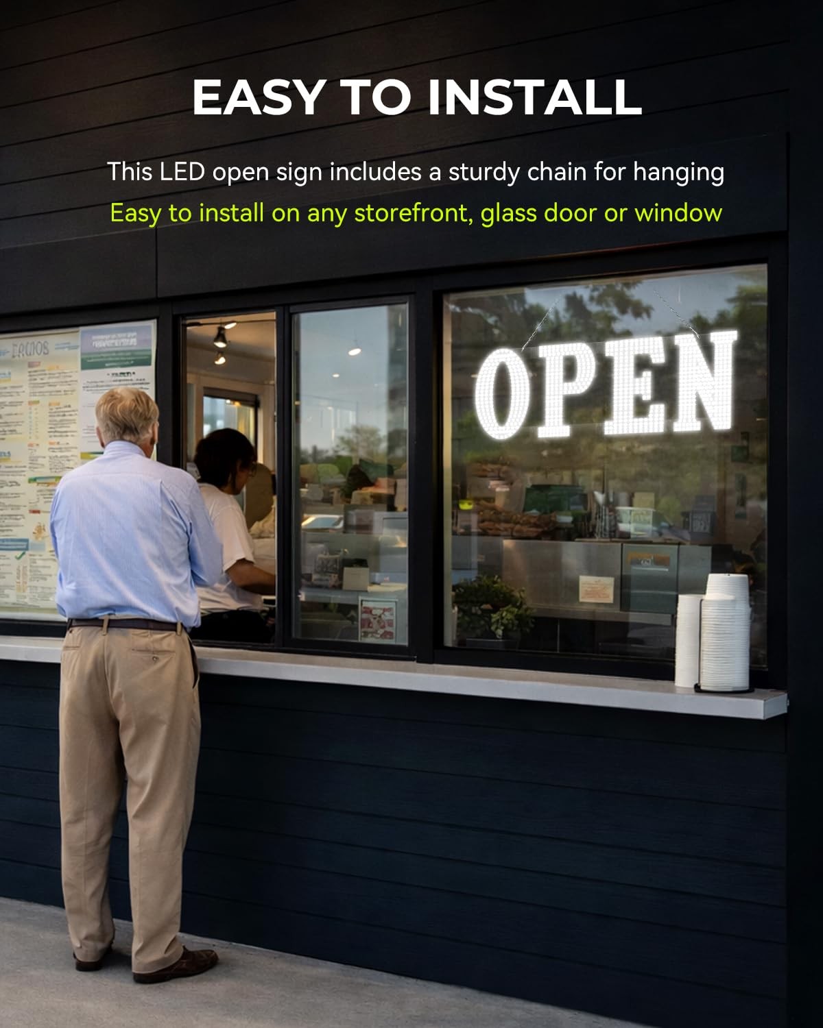 Open Sign 40&Prime;x14&Prime; Extra Bright Jumbo LED High Visibility Longlife Business Sign