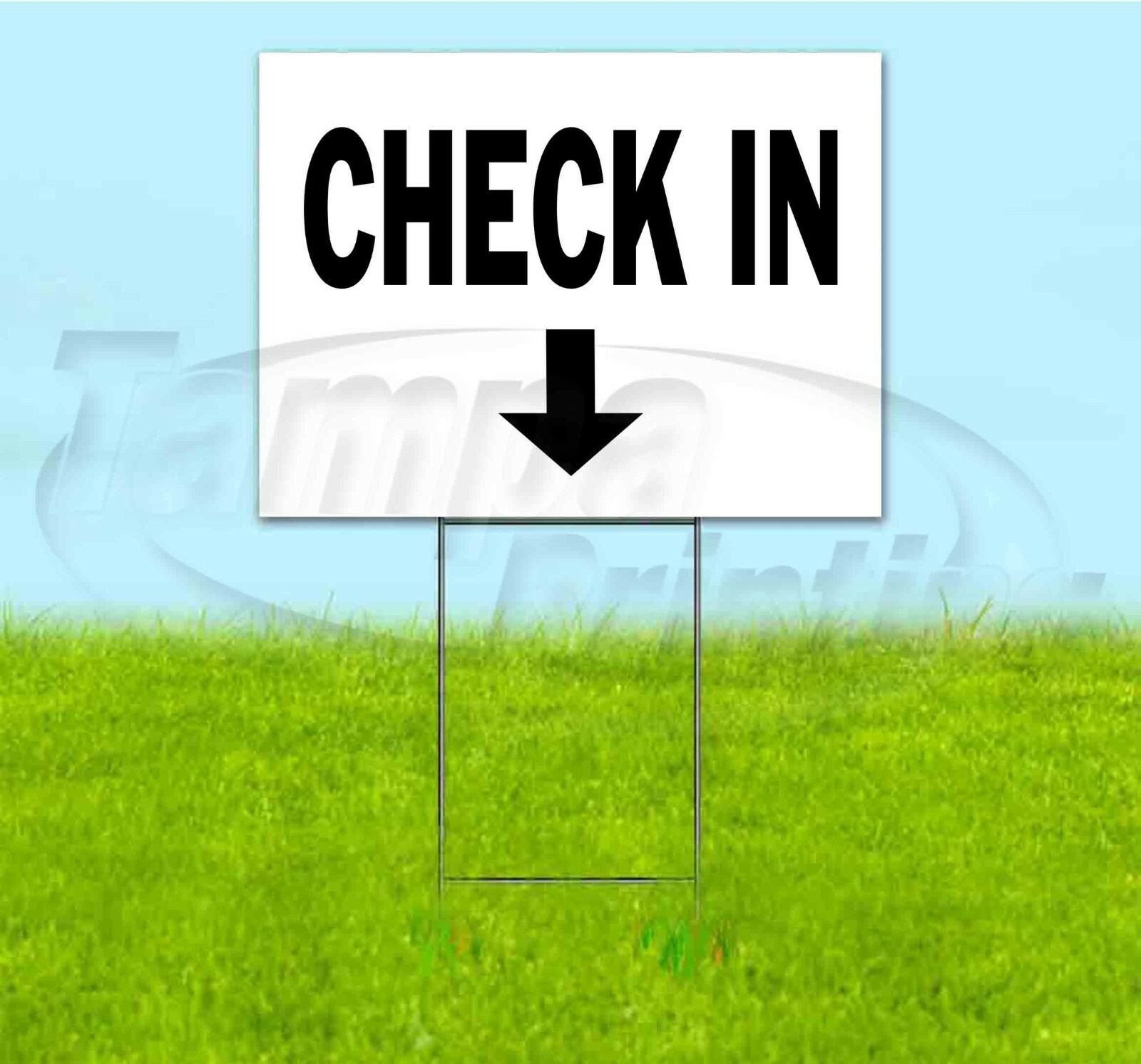 CHECK IN ARROW 18×24 Yard Sign Corrugated Plastic Bandit Lawn USA DIRECTIONAL