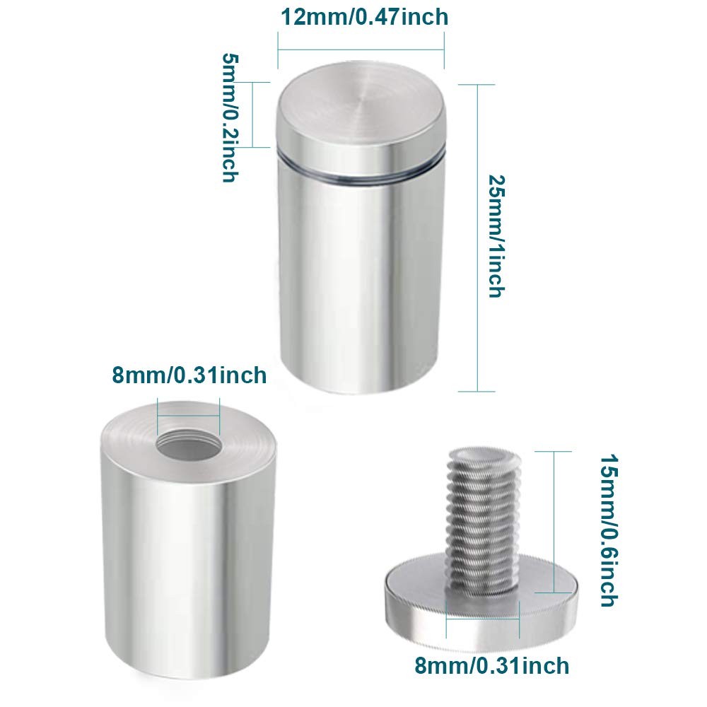 Stainless Steel Standoff Screws, 20Pcs 1/2 x 1 Inch Wall Sign…