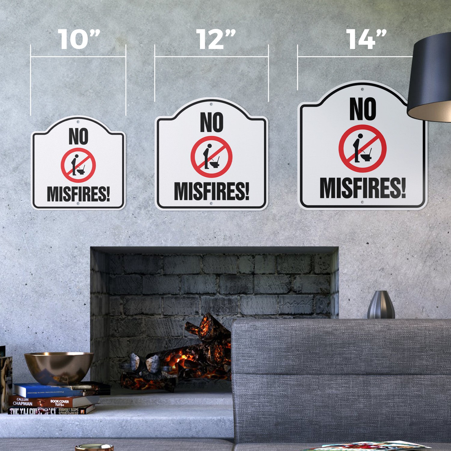 No Misfires Plastic Sign Novelty Gift Funny Joke Gag Road Garage