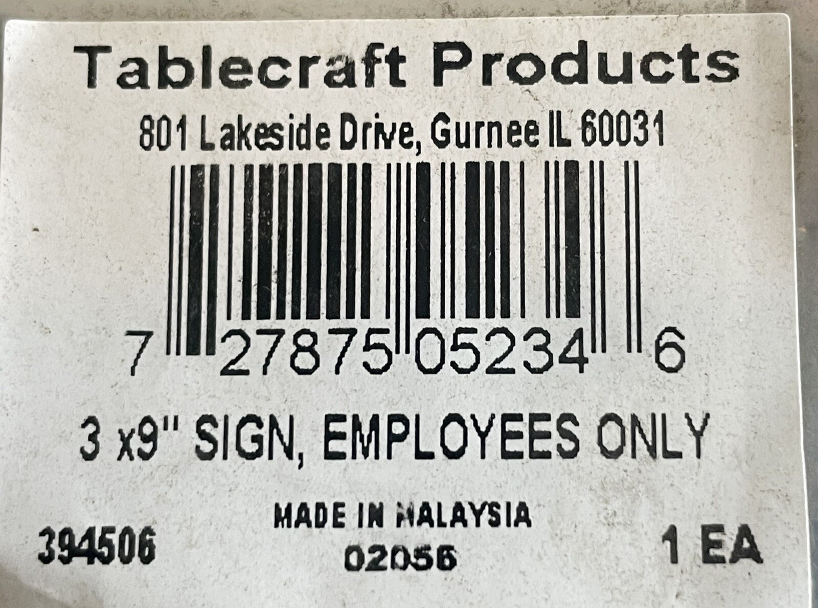 LOT of 7 ‘Employees Only’ Signs 3”x9” NOS Tablecraft Products (Malaysia)