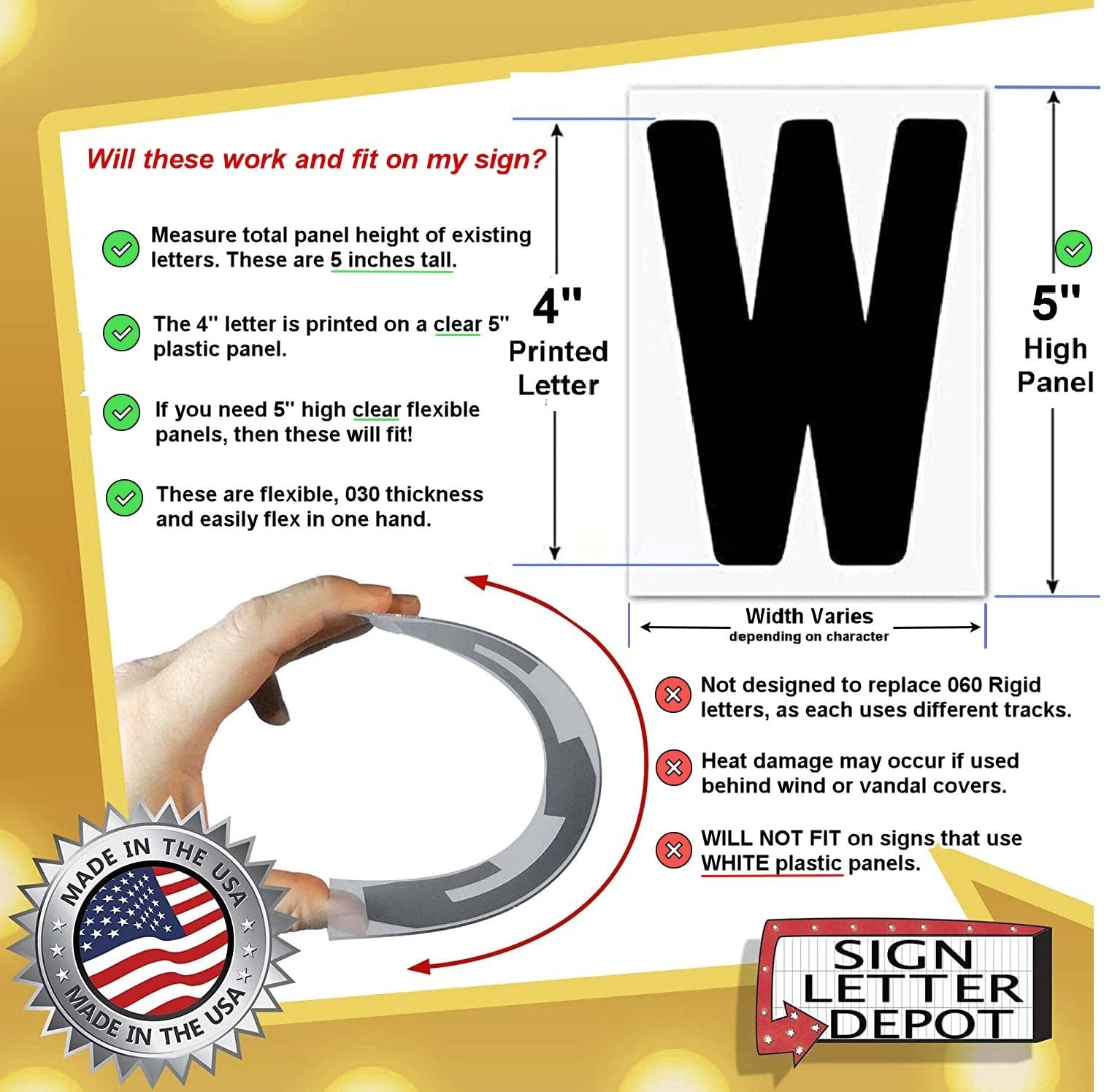 Sign Letter Depot 4 Flex Changeable Sign Letters On 5 Clear Panels Black
