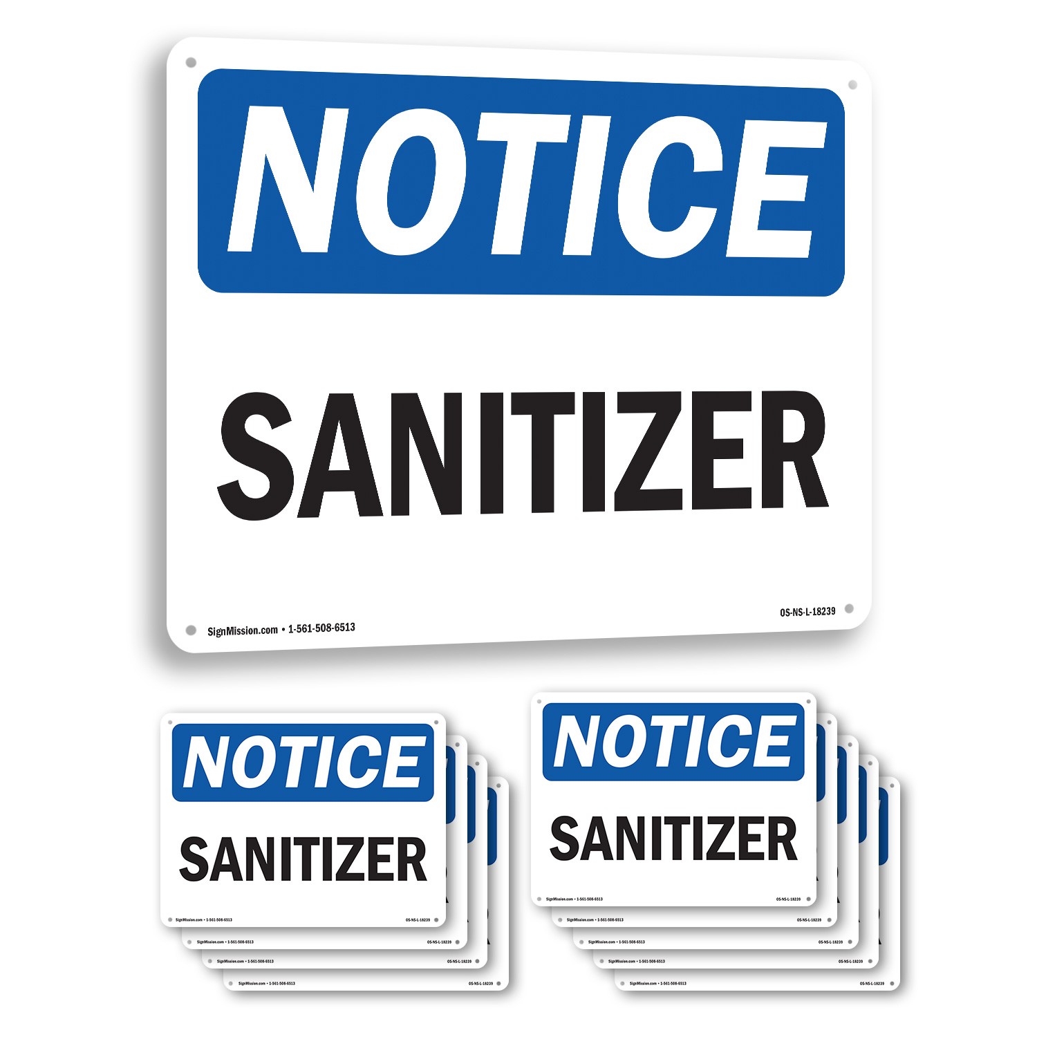 Sanitizer OSHA Notice Sign Metal, Plastic, Or Decal – 5 or 10 Pack
