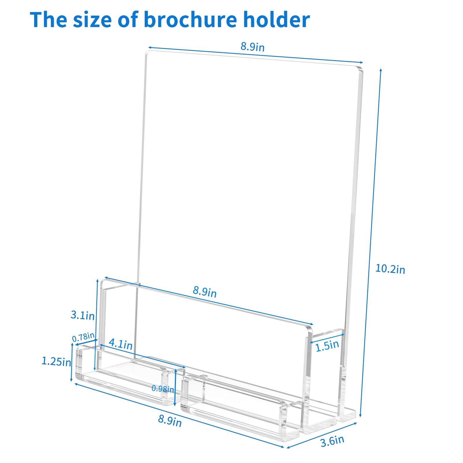 NIUBEE 2-Pack Acrylic Brochure Holder 8.5*11 inches , 2 Pack 8.5*11, clear