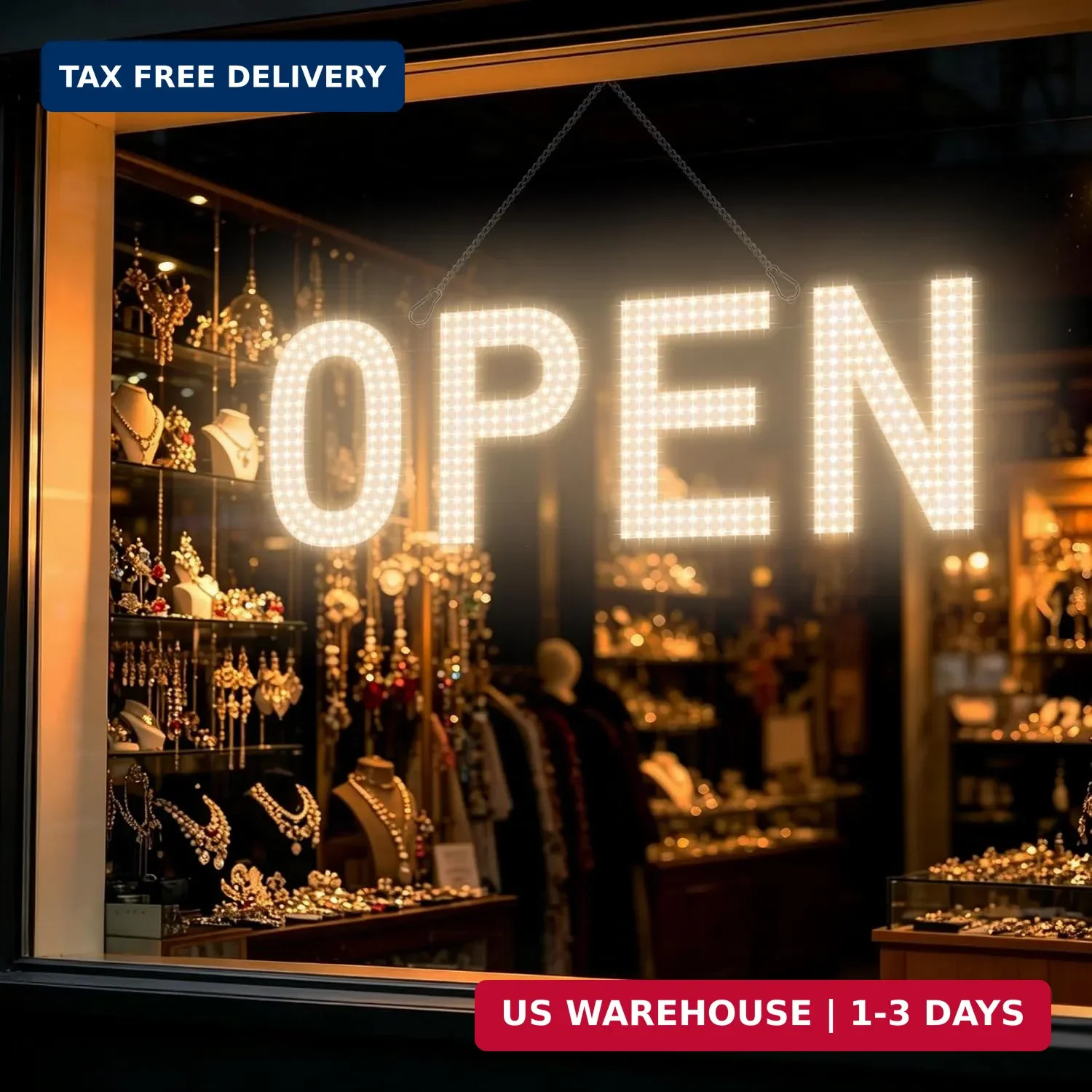 Open Signs for Business, 30&Prime;x10&Prime; Big & Bright Open Sign with Remote Control Dimm