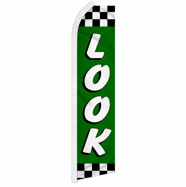 « LOOK » advertising super flag swooper banner business sign green sale deal buy
