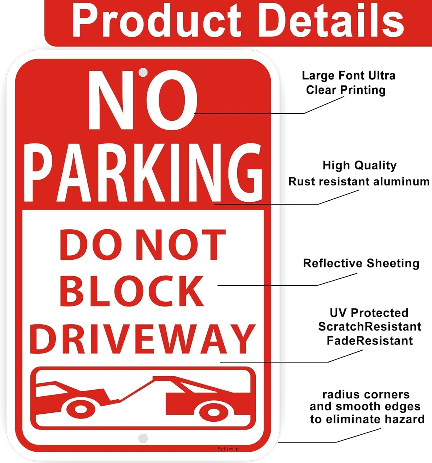 2 Pack Large No Parking Sign, Do Not Block Driveway Sign, 18 x 12 Inches, Ref…