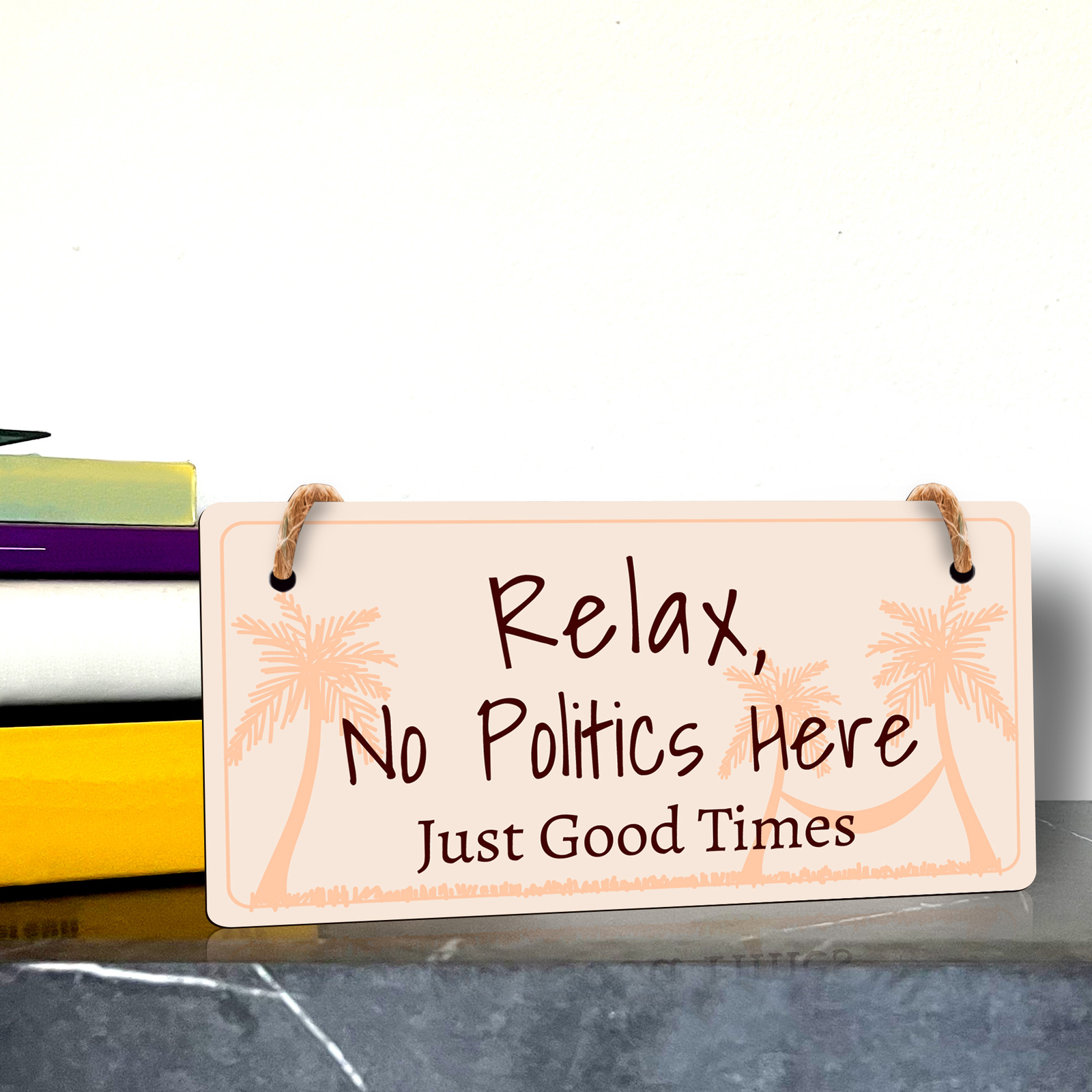 Keep Calm And Leave Politics At The Door Hanging Sign (5 x 10&Prime;) | Home Decor