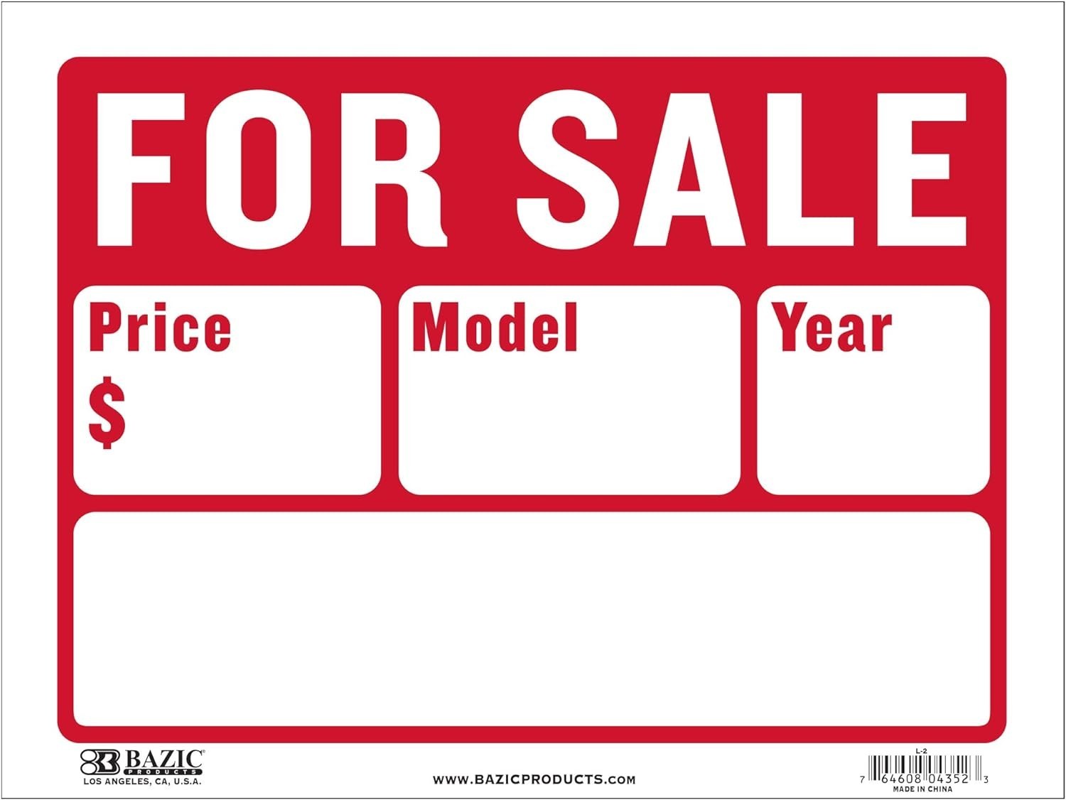 Pack of 24 BAZIC 12&Prime; x 16&Prime; Stunning Red For Sale Signs for Effective Promotions
