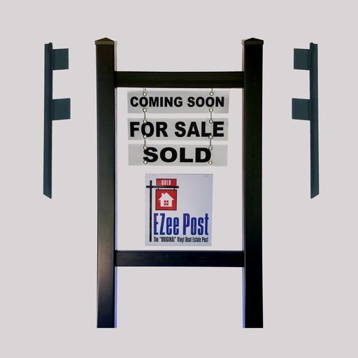 Real Estate Sign Post Kit Double Yard Sign Post w/ Stakes- Black