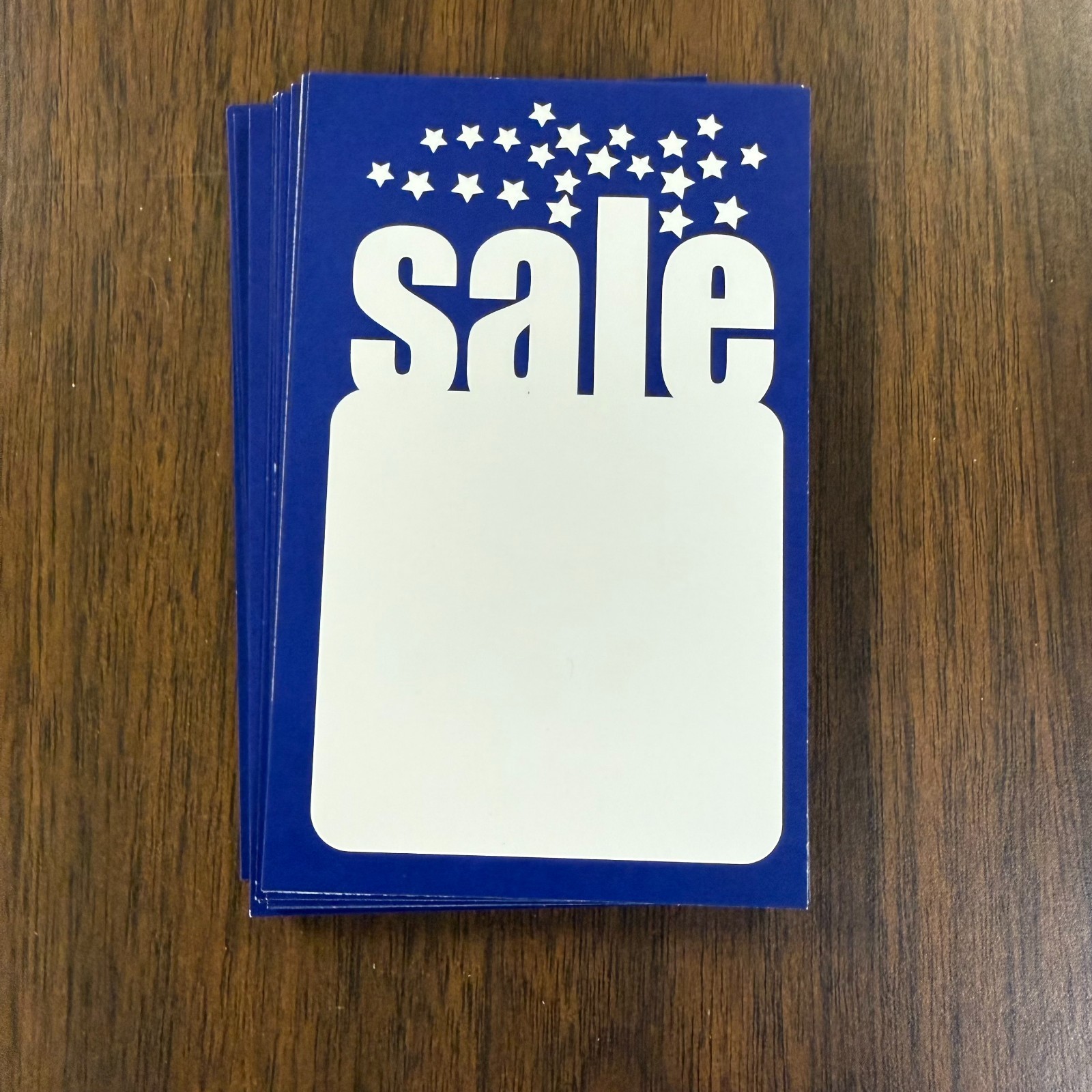 Sale Price Cards Shelf Signs Price Tags- Blue with stars- 37 pcs -3.5&Prime;wx5.5H