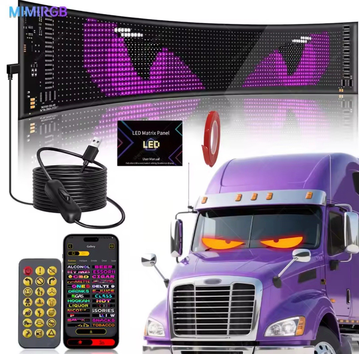 LED Matrix Pixel Display Screen Scrolling Message Sign App Control RGB