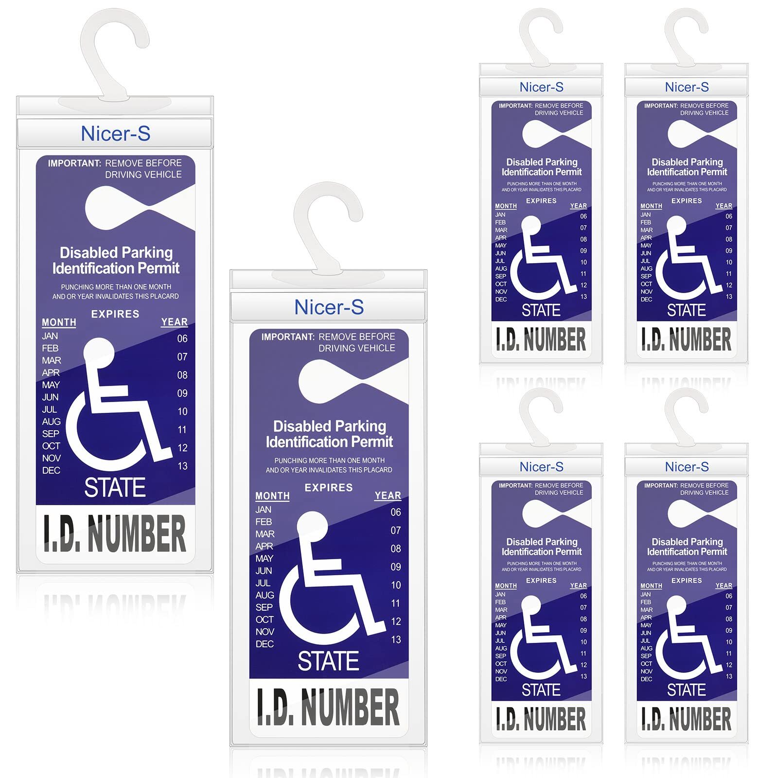 6 Pack Handicap Placard Holder Handicap Parking Sign Holder with Hanging Hook