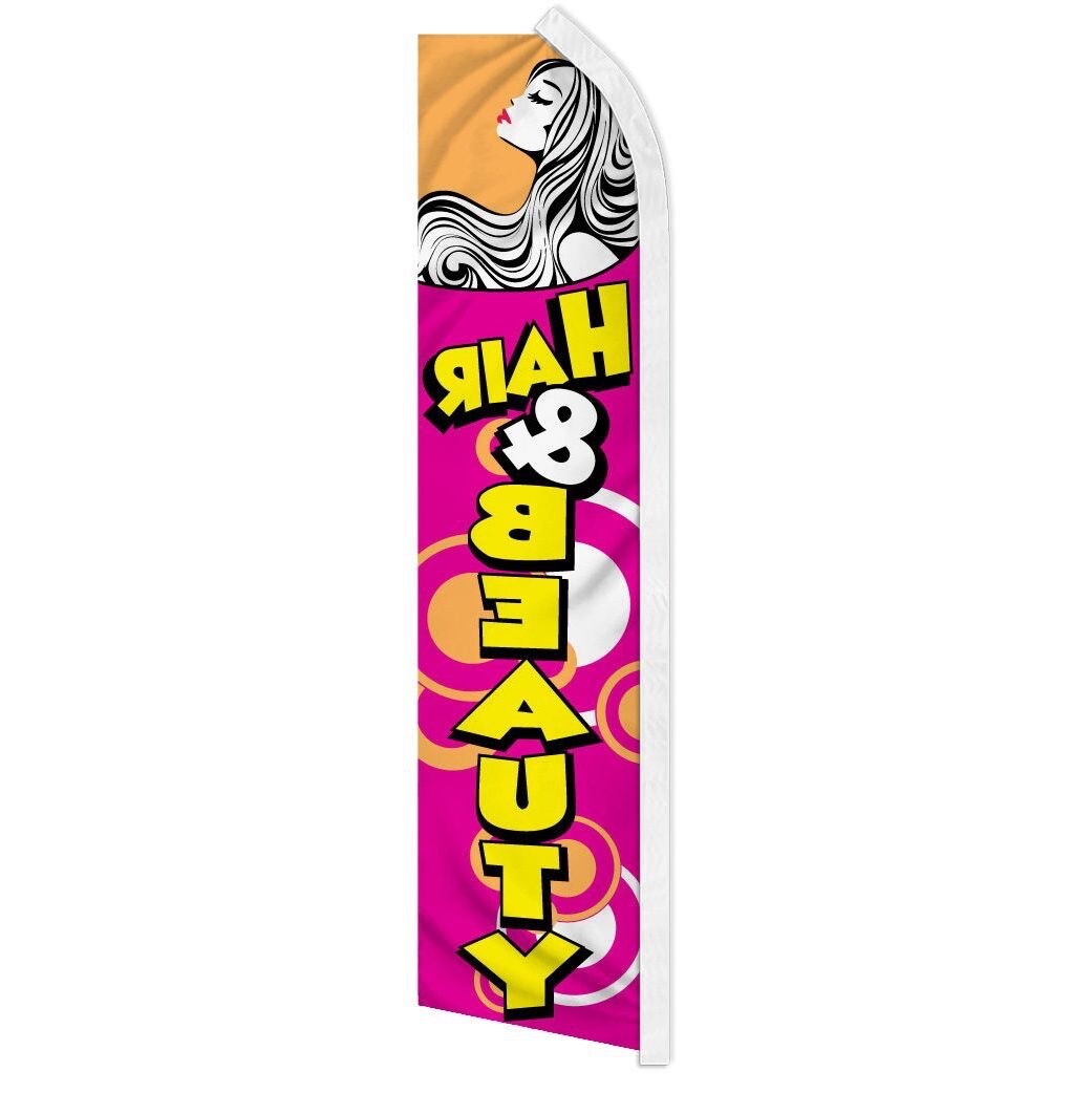 HAIR & BEAUTY super flag swooper banner sign salon spa *POLE NOT INCLUDED*