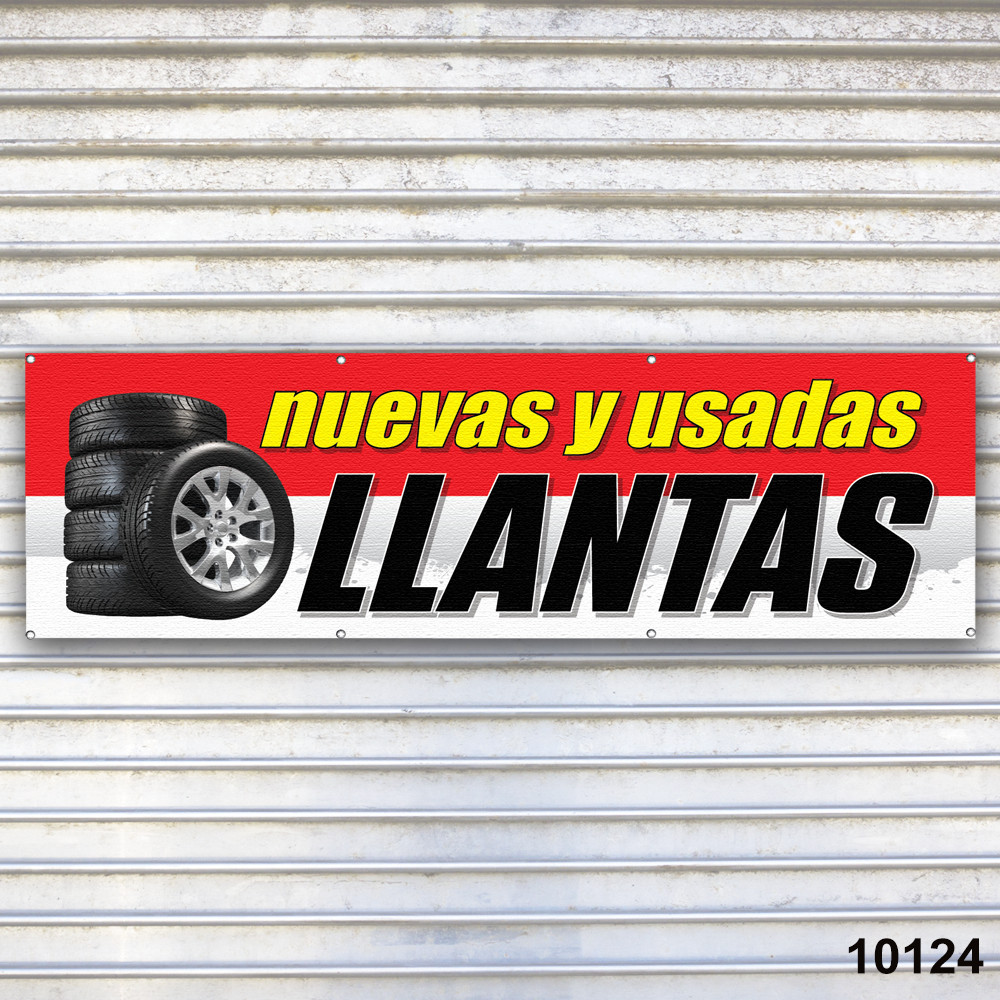 Llantas Nuevos y Usadas Banner Signo Tire Dealer Service Bay Garage