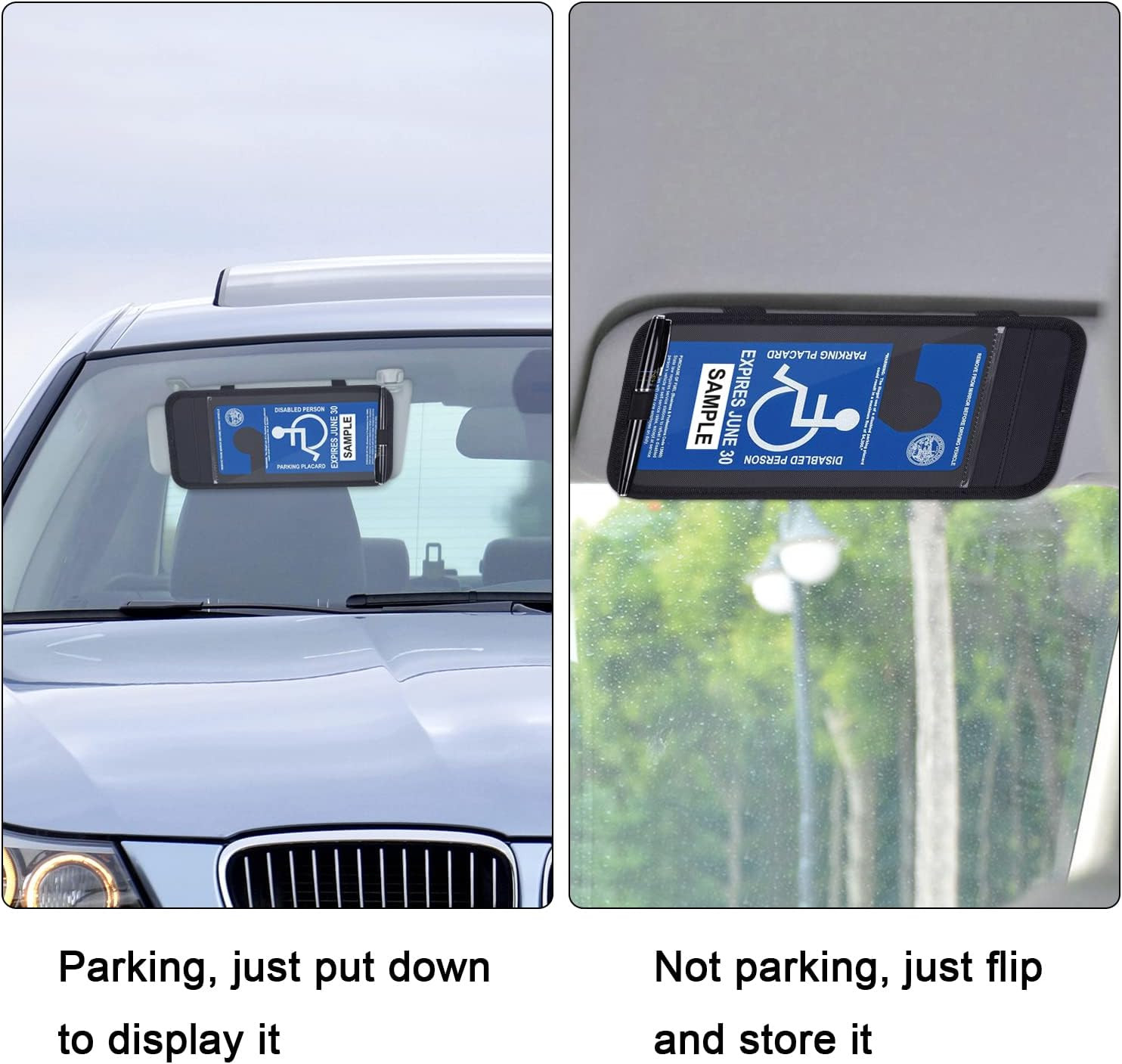 Handicap Placard Holder for Auto, Wisdompro Disabled Parking Permit Sign Protect