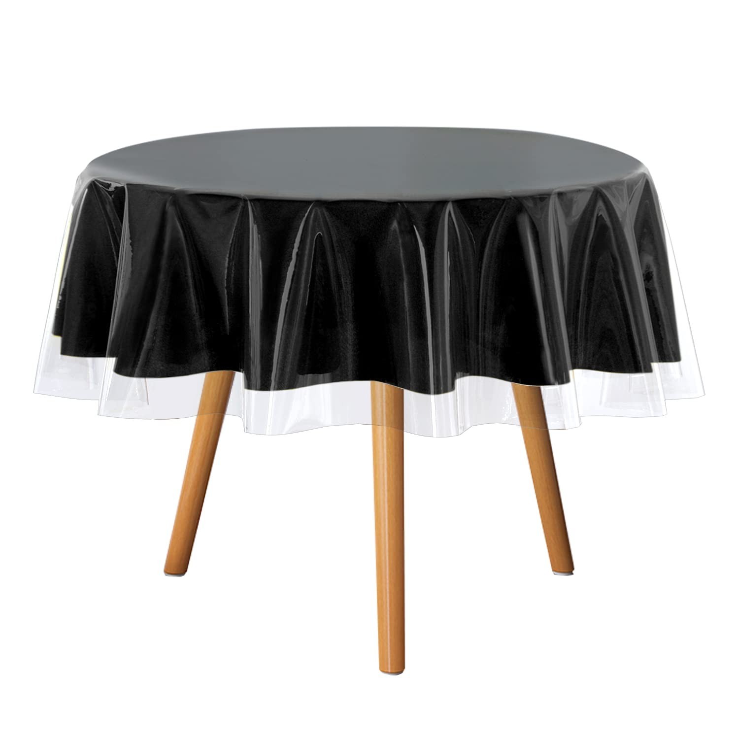 Round 60 Inch Clear Tablecloth PVC Waterproof Oil Spill Proof Table Cover Dining