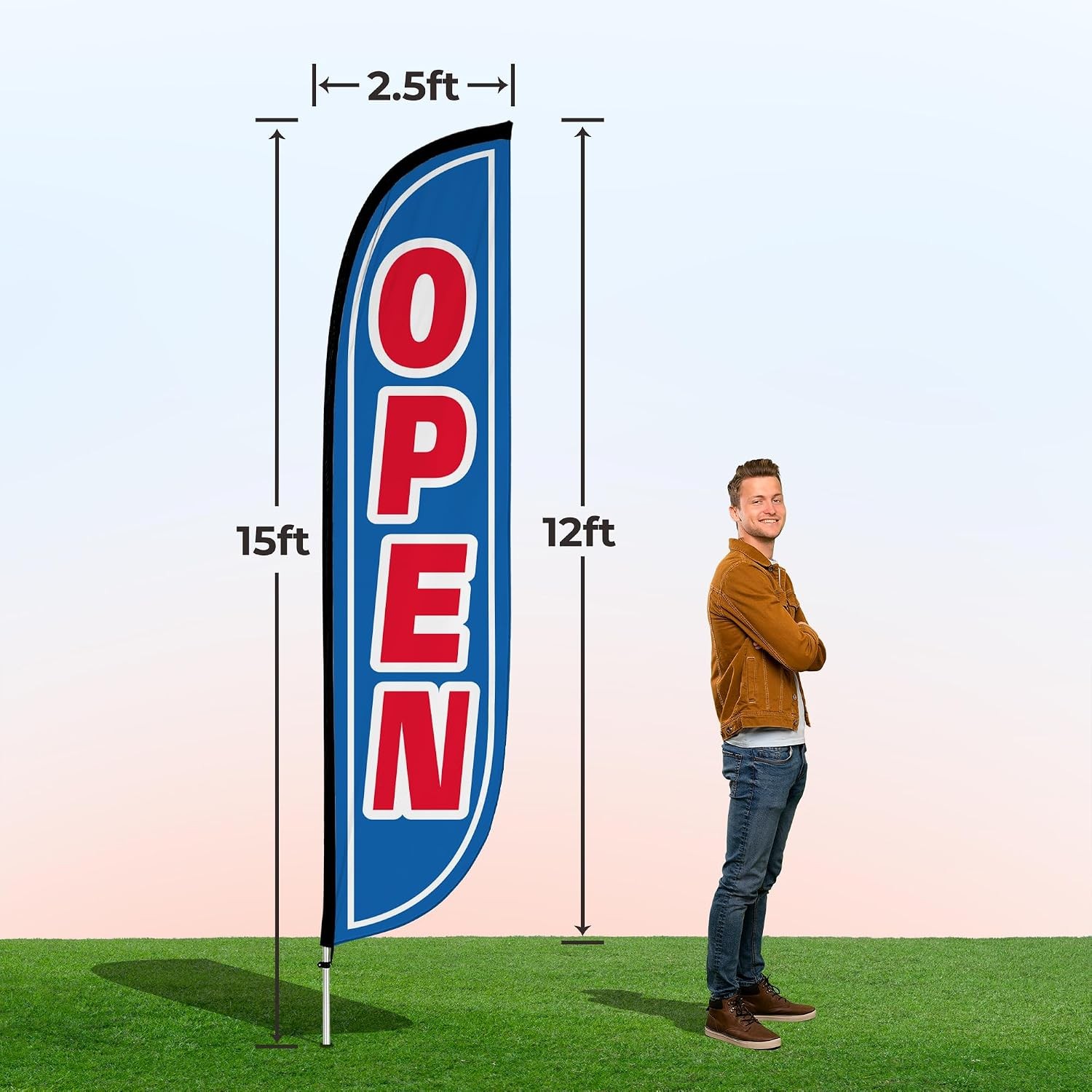 LookOurWay Feather Flag Pole Kit – 12 Feet Tall Advertising Flag Banner with Fib