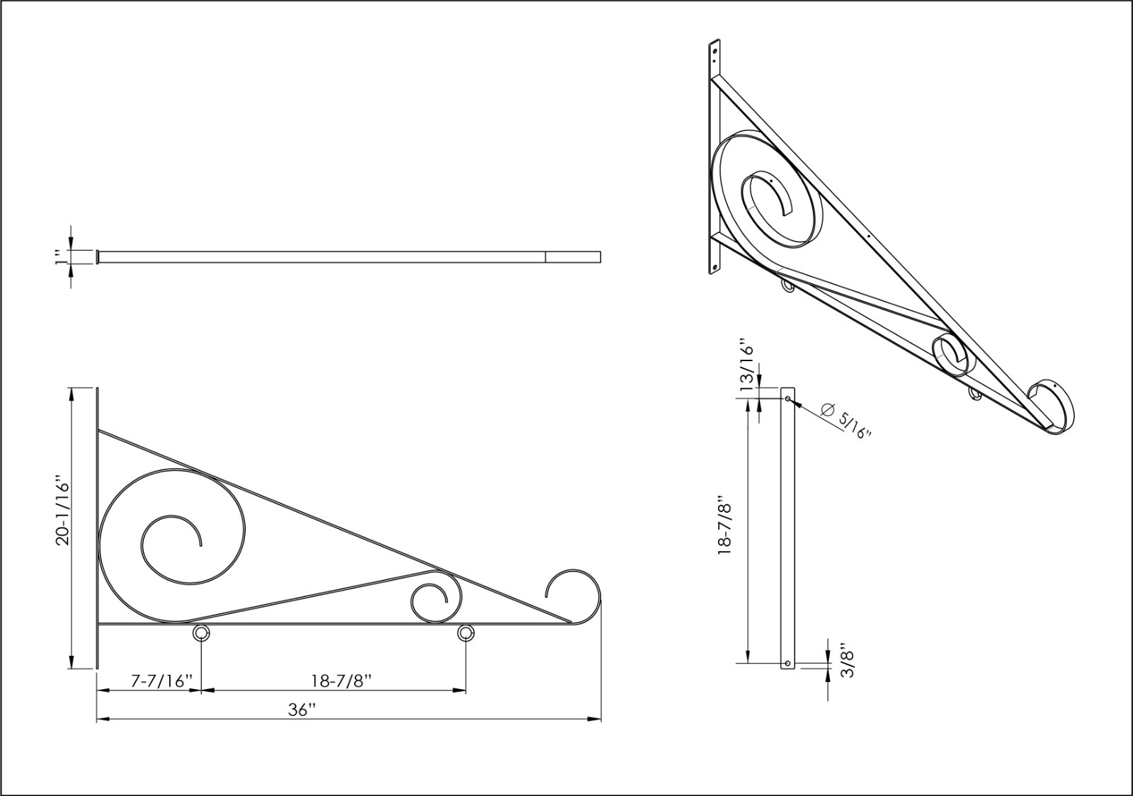 Hanging Sign Scroll Bracket – 36&Prime;