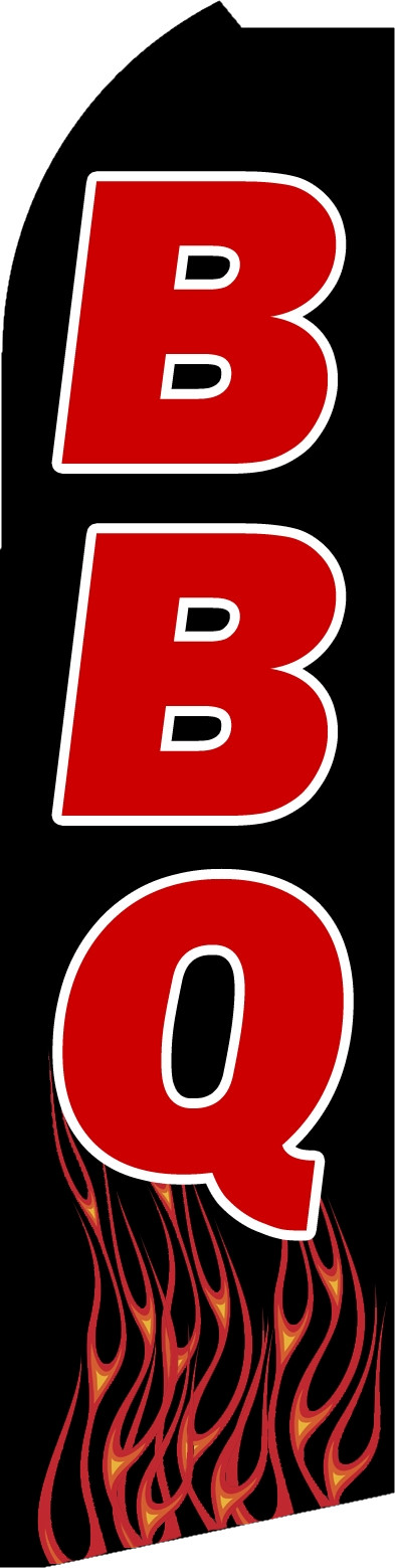 BBQ FLUTTER FLAG Tall Barbeque Advertising Sign Feather Swooper Bow Banner