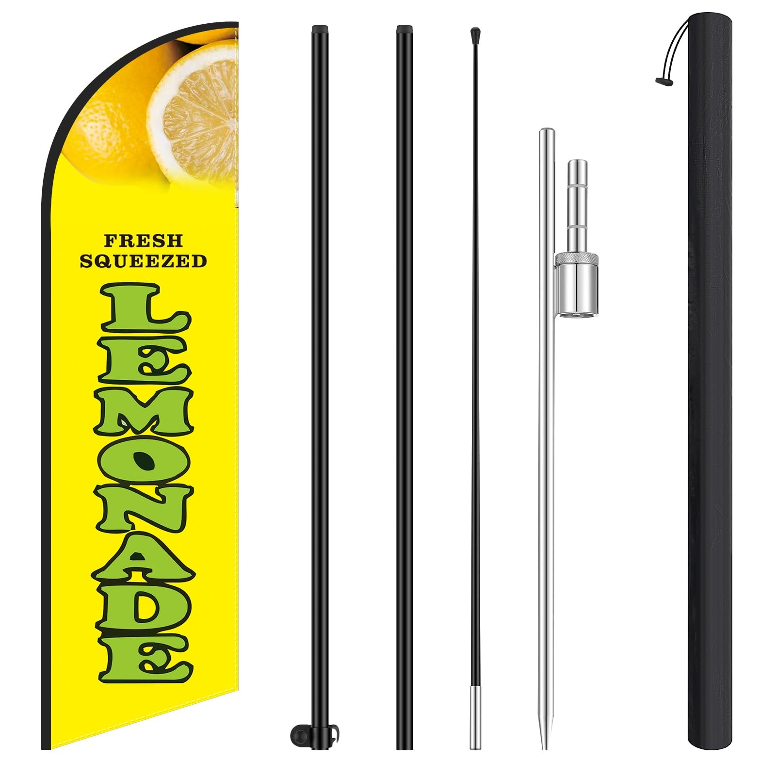 Hunnmingre 11.2 Ft Classic Lemonade Feather – Banner Ground Stake