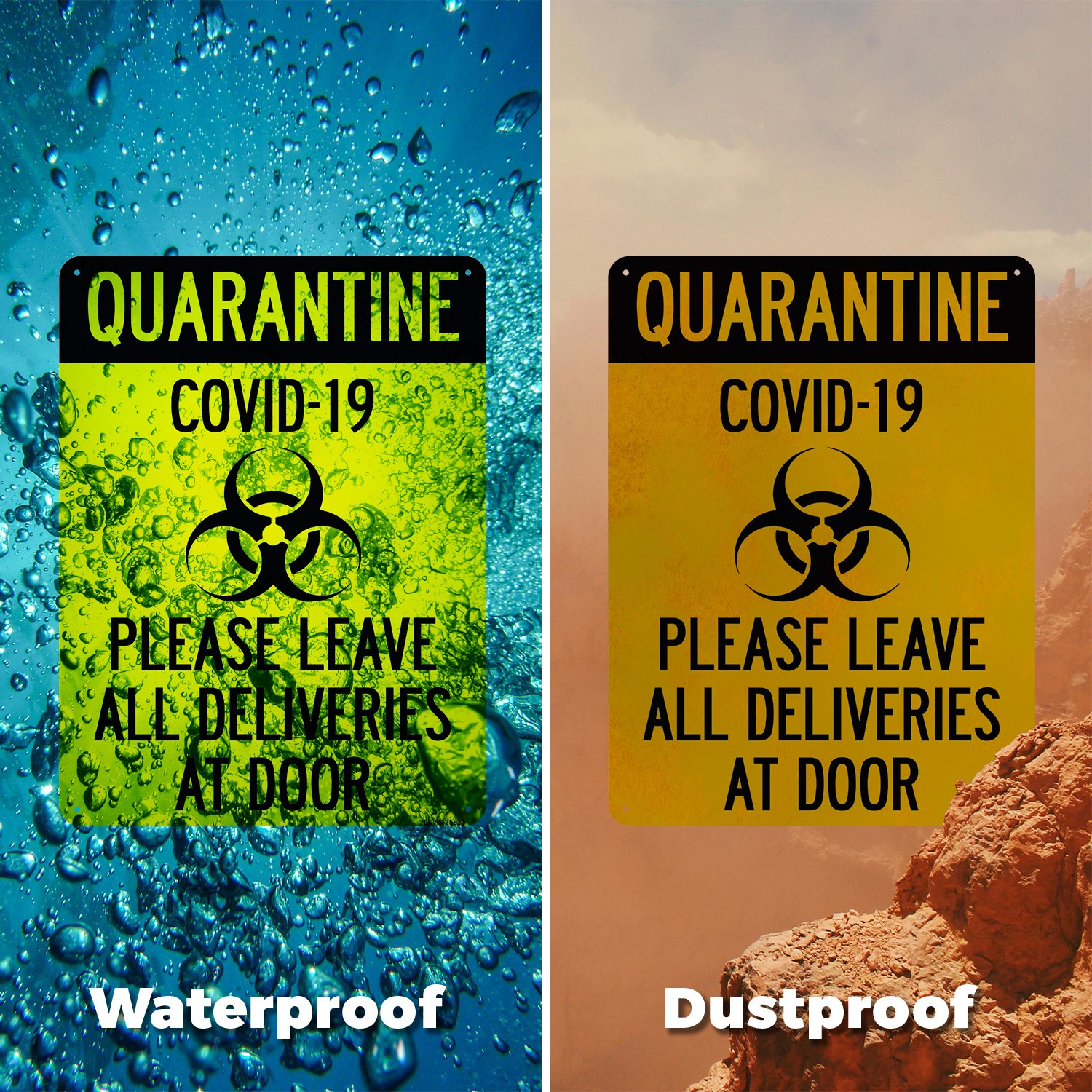 Quarantine Please Leave All Deliveries At Door Public Safety Sign 5 or 10 Pack