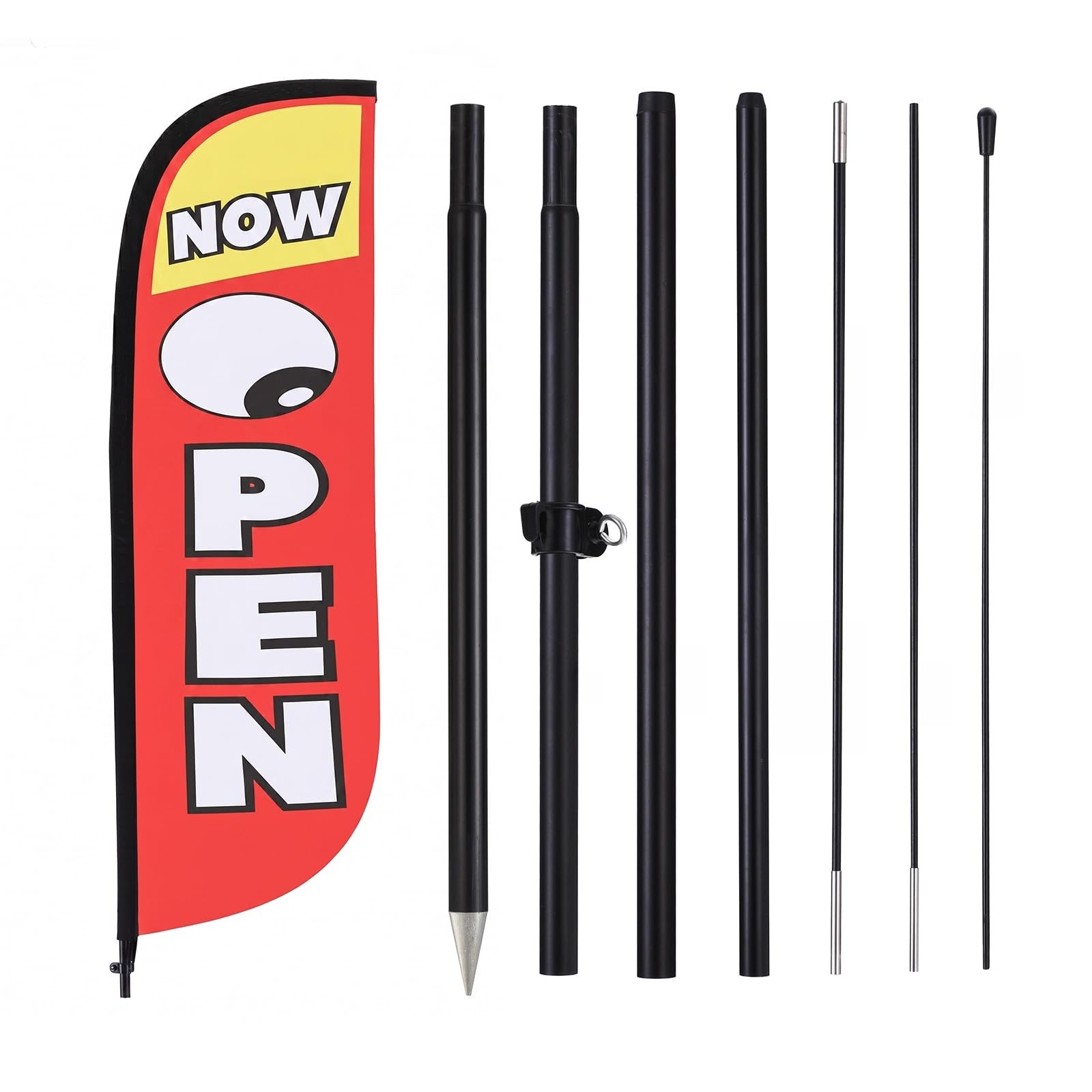 8ft Feather Flag Kit with Pole & Ground Stake – Swooper Banner for Grand Opening