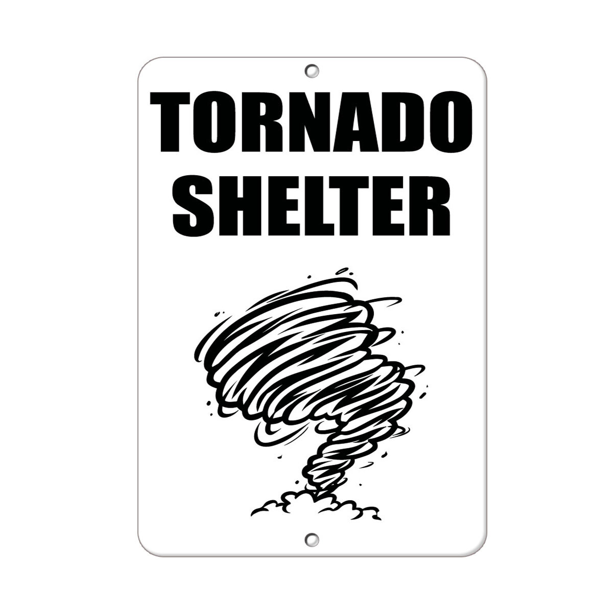 Vertical Metal Sign Multiple Sizes Tornado Shelter with Graphic Hazard Emergency