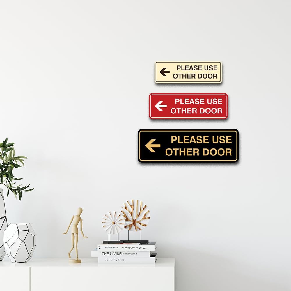 1 PCS Standard Please Use Other Door Left Arrow Sign White Small Wall Decor