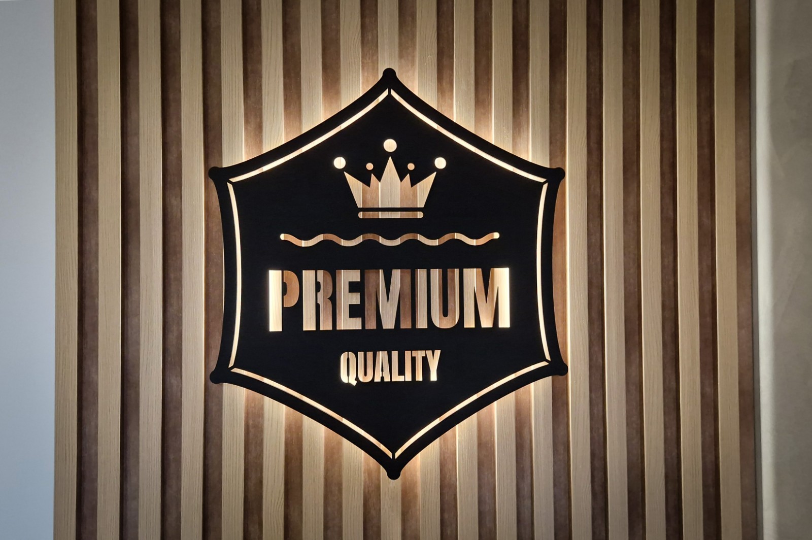 LED Wooden Logo Sign – YOUR BRANDING – Laser Cut Backlit Wall Logo for Business