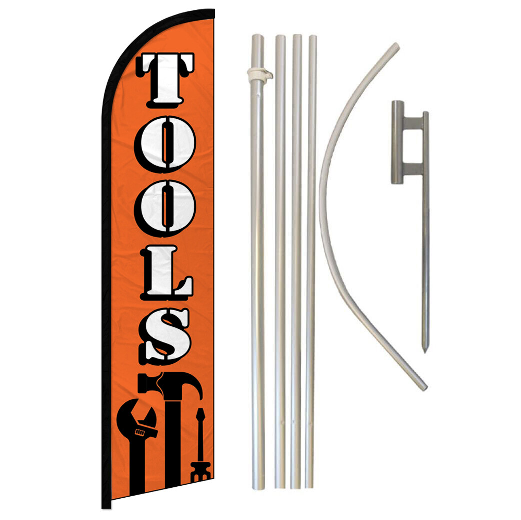 Tools Full Curve Windless Swooper Flag Pole Kit Hardware Store ORNG
