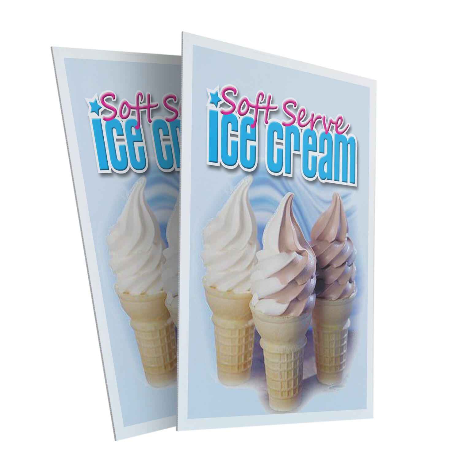 Soft Serve Ice Cream 24&Prime; x 36&Prime; 2 Pack Of Store Sign Plastic Or Decal