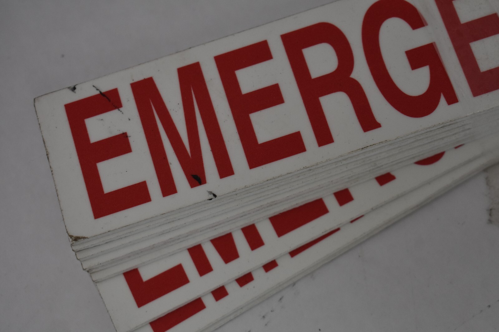 Lot of 9 Emergency Vent Plastic Signs Rectangular 13&Prime; x 2&Prime; Red On White