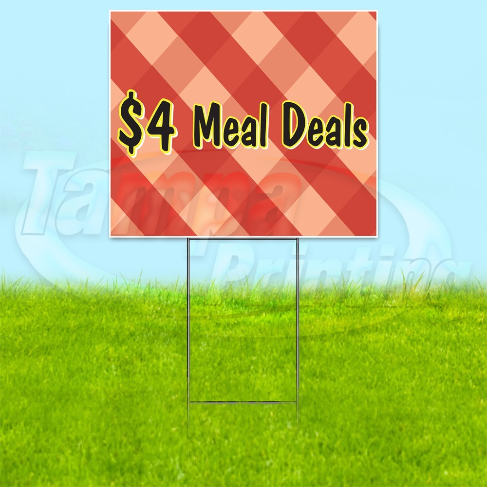 $4 MEAL DEAL 18×24 Yard Sign Food Plastic Corrugated WITH STAKE USA YS00289