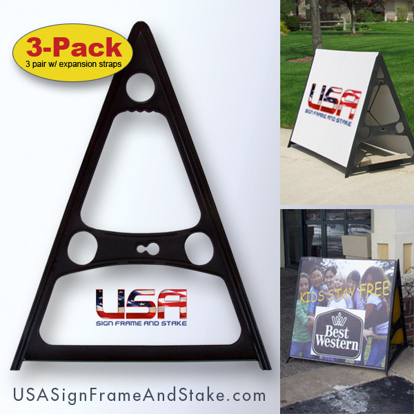 A-Frame Double-Sided Sign Stand – Holds 18&Prime;x24&Prime; to 36&Prime;x60&Prime; Substrates (3-Pack)
