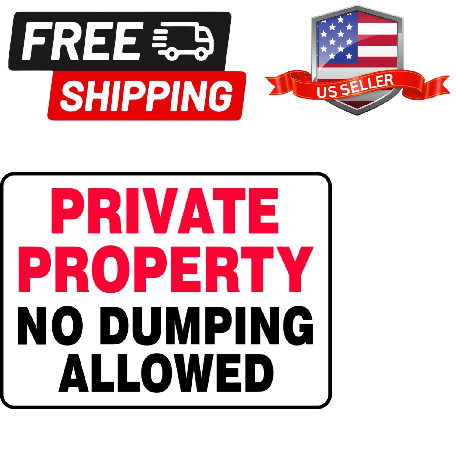 NMC « Private Property NO Dumping Allowed » Sign, 10&Prime; x 14&Prime;, Adhesive Vinyl, 10…