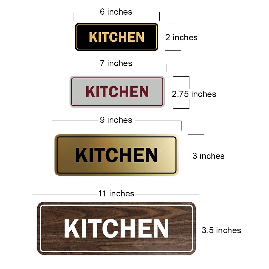 Standard Kitchen Sign Brushed Silver Large Wall Door Mount Hardware