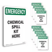 Chemical Spill Kit Here OSHA Emergency Sign Metal, Plastic, Decal 5 or 10 Pack