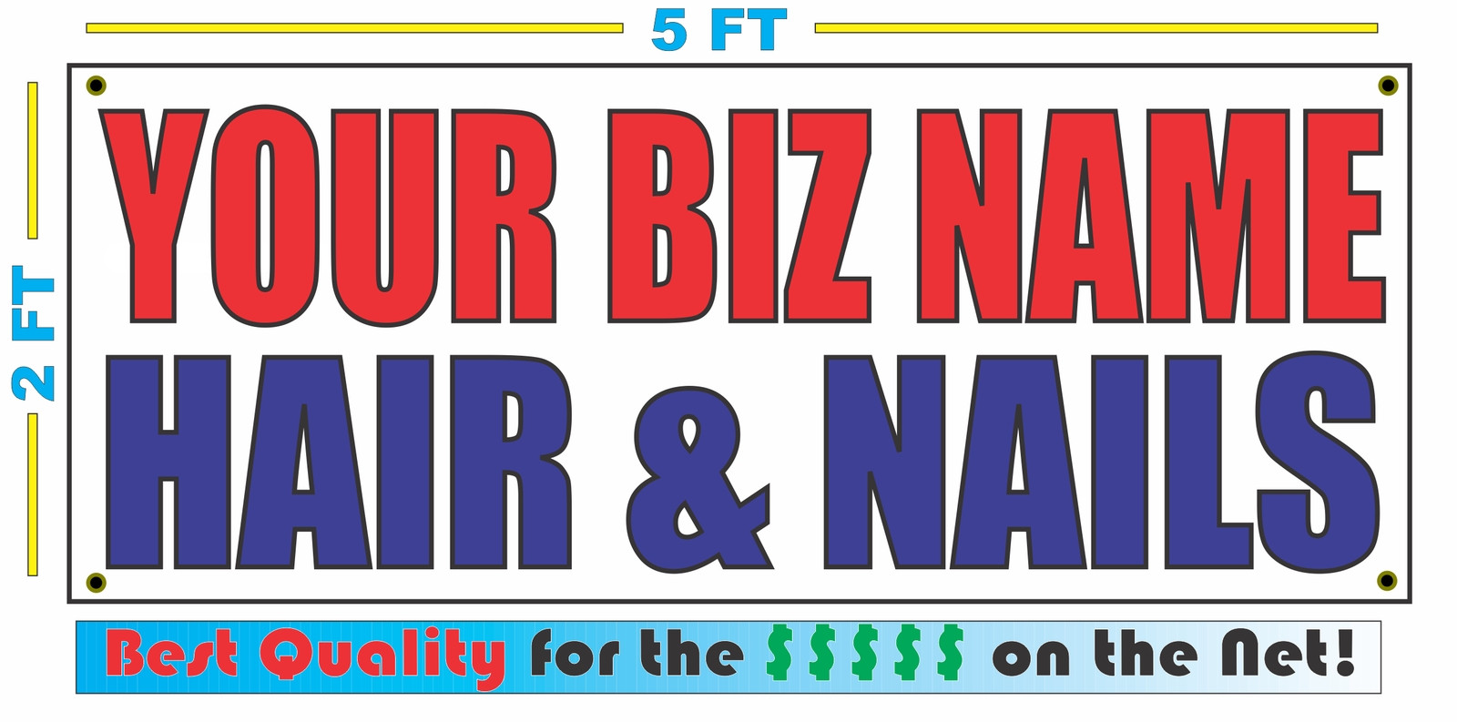 CUSTOM NAME HAIR & NAILS Banner Sign NEW Larger Size Best Quality for the $$$